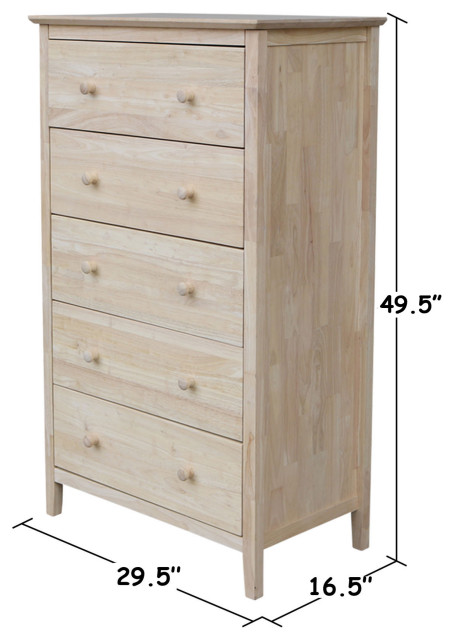 Raimunda 5 Drawer Chest Dresser with Solid Wood Frame: Durable & Stylish Storage Solution
