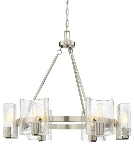 6 Light Chandelier Foyer Dining Room Kitchen Island Satin Nickel