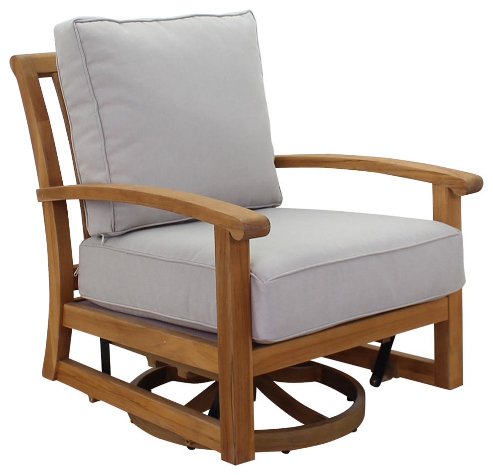 Courtyard Casual Natural Teak Heritage Outdoor Teak Swivel Chair