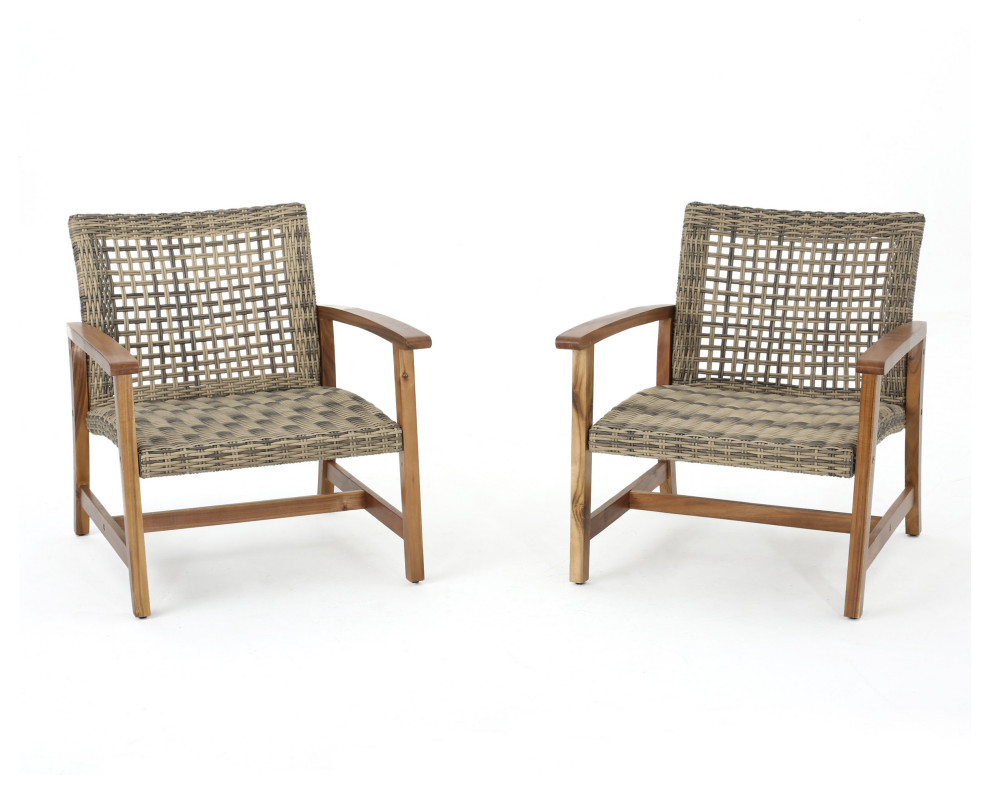 Gdf Studio Savannah Outdoor Acacia Wood, Savannah White Washed Wood Modern Dining Chairs Set Of 2