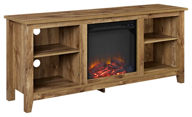 58 Wood Tv Stand With Electric, Electric Fireplace Inserts For Entertainment Centers