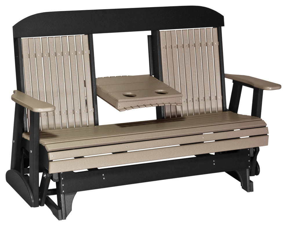 5' Poly Highback Glider Bench Transitional Outdoor Benches by