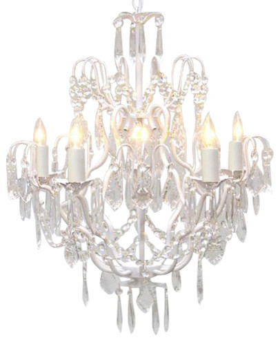 White Wrought Iron Crystal Chandelier