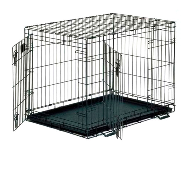Midwest Life Stages Double Door Dog Crate, Black, 24"x18"x21"