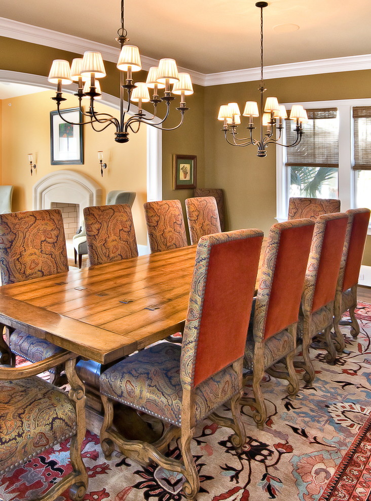 Photo of a traditional dining room in Charleston with brown walls.