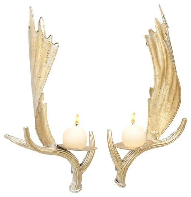 Metal Wall Candle Holders, 2-Piece Set - Contemporary - Candleholders - by Uber Bazaar