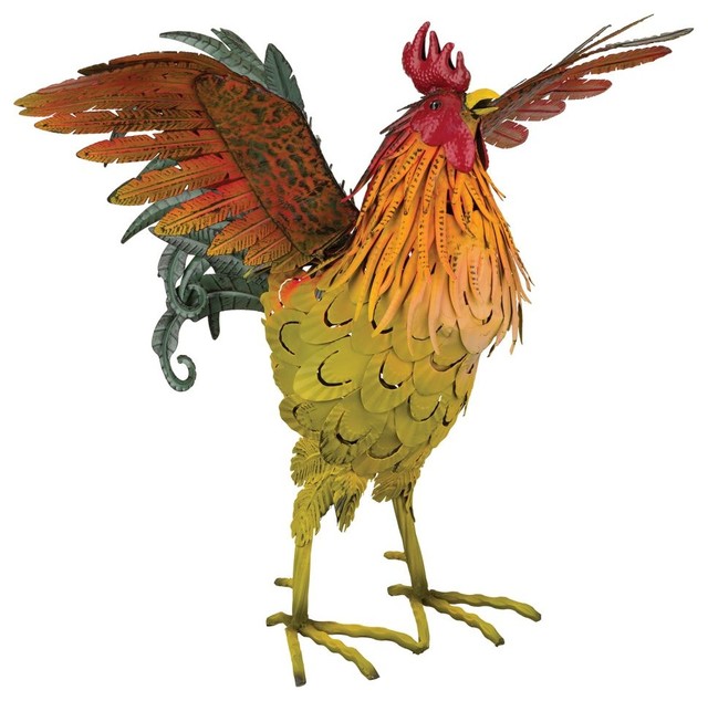 Regal Napa Rooster Decor 21 Wing Up Farmhouse Garden Statues