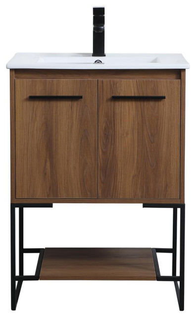Elegant Decor VF42024WB 24 inch Single Bathroom Vanity in Walnut Brown ...