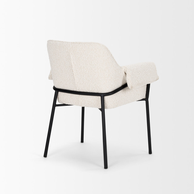 Brently Dining Chair With Cream Boucle Fabric and Matte Black Metal ...