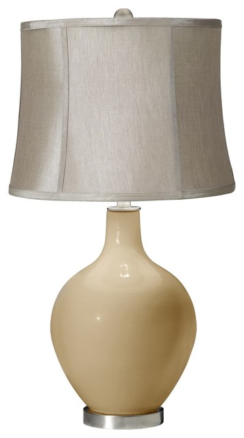 Contemporary Colonial Tan Taupe Grey Ovo Table Lamp