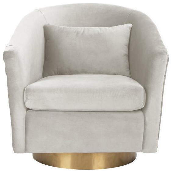 Baylee Quilted Swivel Tub Chair, Pale Taupe Contemporary Armchairs
