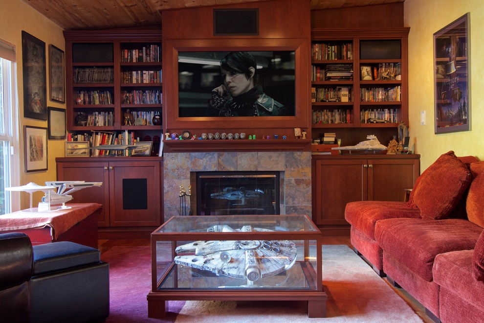 Design ideas for an eclectic home theatre in San Francisco.