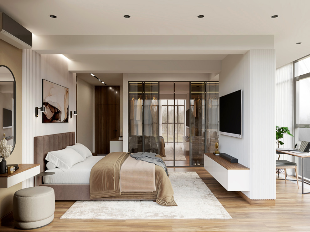 Современная городская квартира с панорамным остеклением в стиле ар-деко