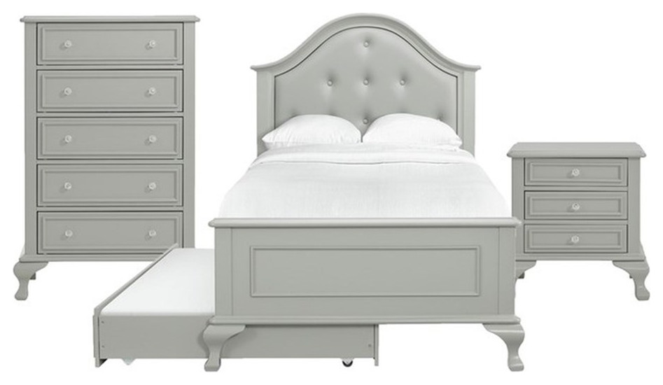 Picket House Furnishings Jenna Twin Panel 3PC Bedroom Set in Gray