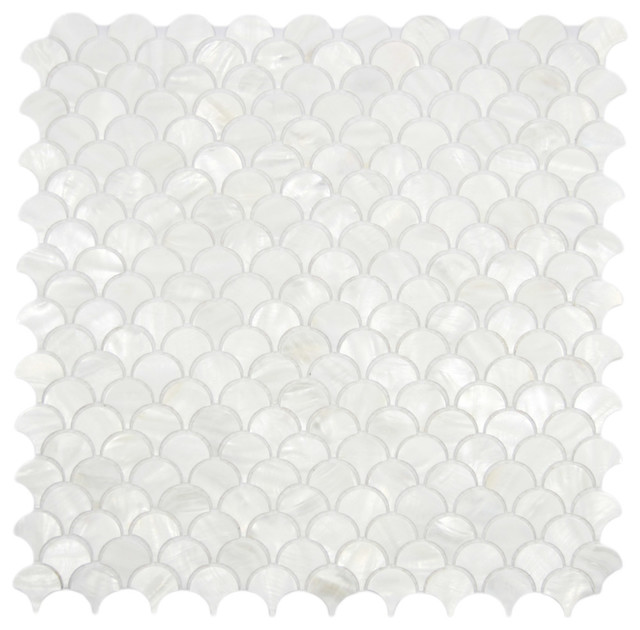 White Fish Scale Pearl Shell Tile