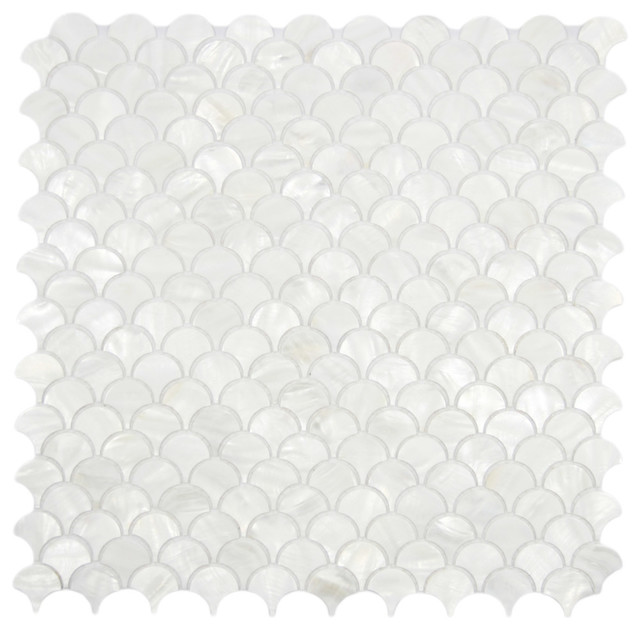 White Fish Scale Pearl S Tile Modern By Subway White Fish Scale Pearl S Tile Sample