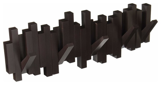 Wall Mounted Coat Rack with 5 Flip Down Hooks, Simple Modern Design