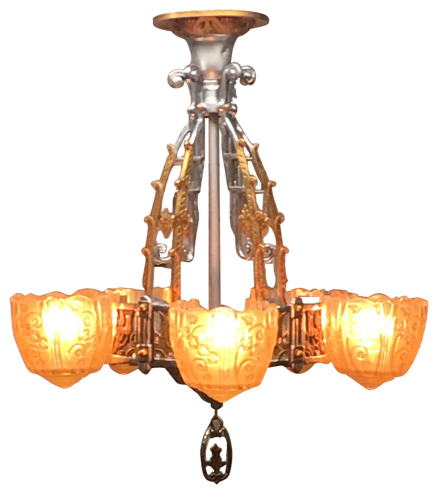 Consigned Vintage, Art Deco Chandelier Traditional Chandeliers by