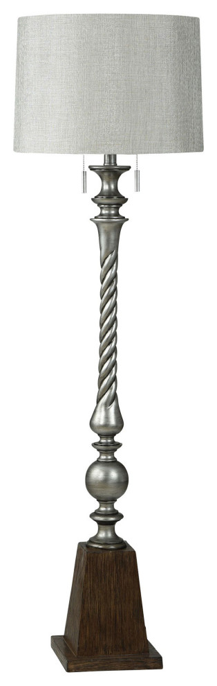 India Silver And Brown Pedestal Floor Lamp With Double Pull Chain 60w