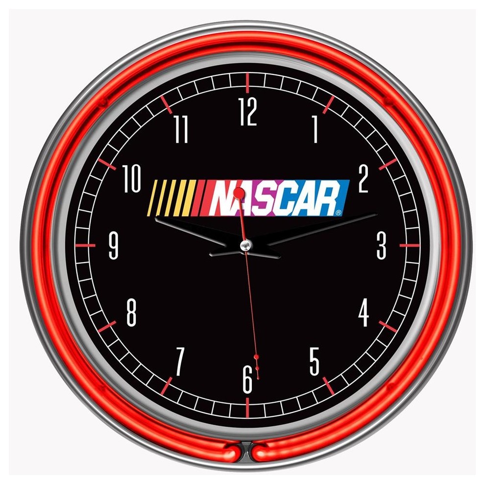 NASCAR Chrome Double Ring Neon Clock