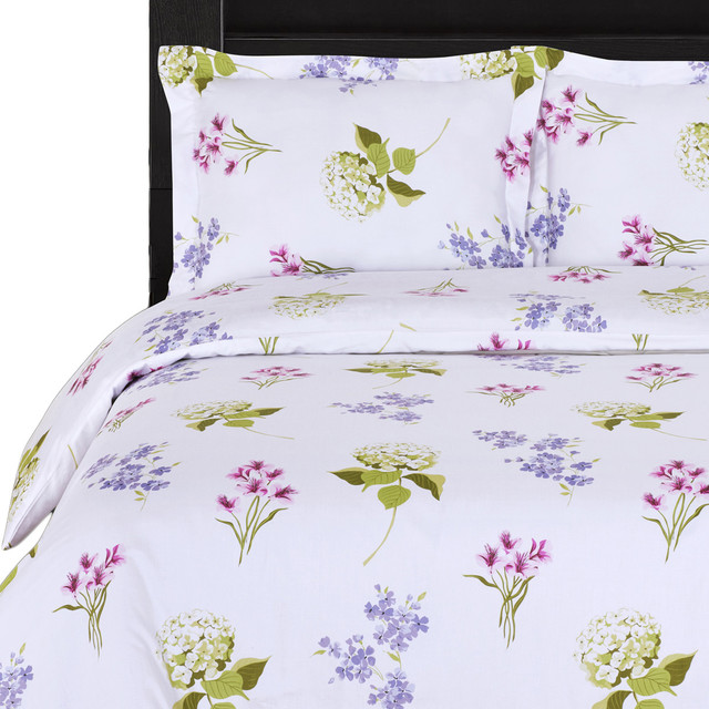 Blossom 100 Cotton Luxury Duvet Cover Set, Full/Queen Contemporary
