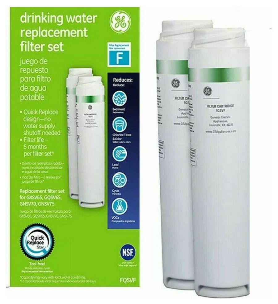 2 Pack GE FQSVF Drinking Water System Replacement Filter GXSV65, GQSV65