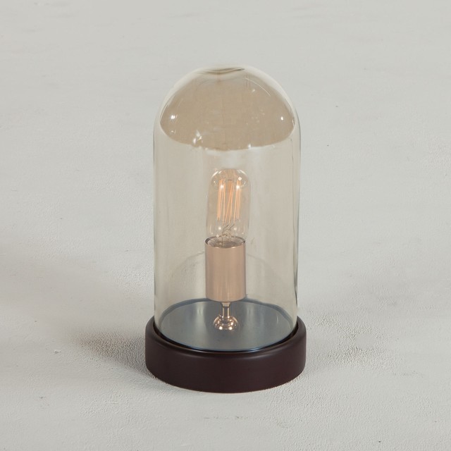 13 T Table Lamp Single Edison Bulb Glass Dome Design Round Rustic