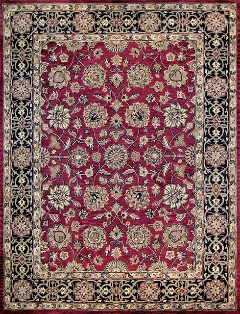 Maple Red-Black Traditional Hand Tufted Rug