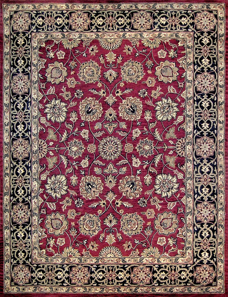 Maple Red-Black Traditional Hand Tufted Rug