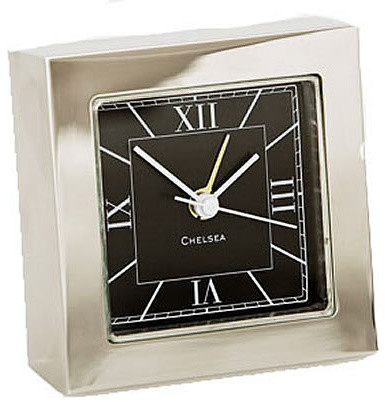 Chelsea Square Desk Alarm Clock In Nickel Beach Style And Chelsea Square Desk Alarm Clock In Nickel