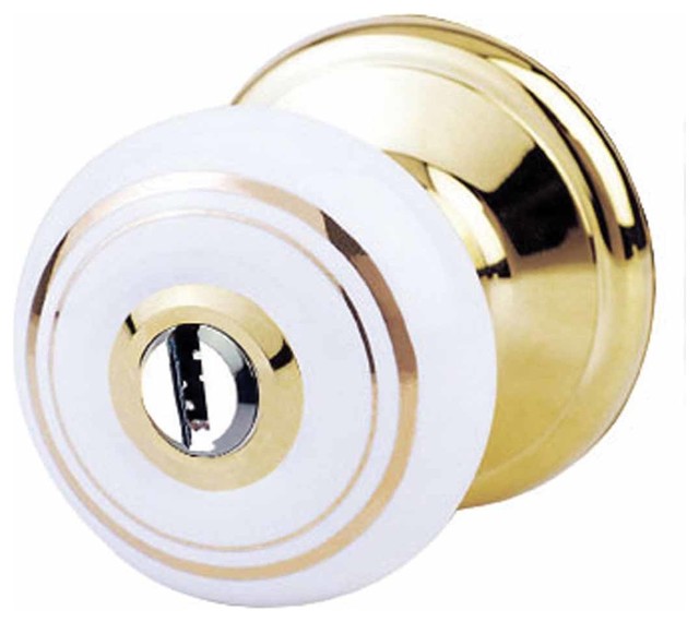 13304 Black Porcelain Keyed Interior/Exterior Door Lock Knob Set