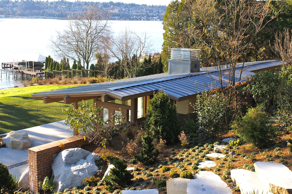 Design ideas for a beach style one-storey exterior in Seattle.