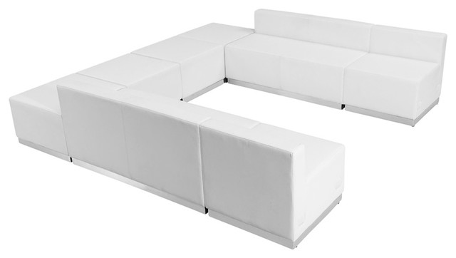 Hercules Alon Series Melrose White Leather Reception Configuration, 8 Pieces