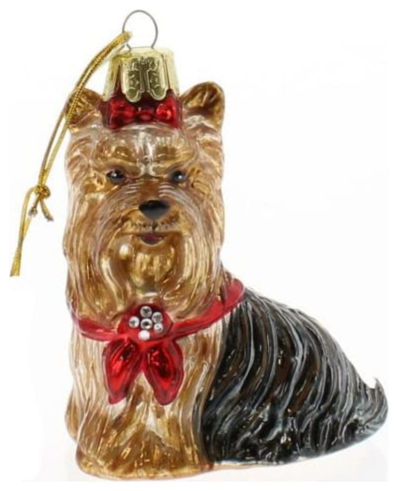 Premium Vector | Yorkshire terrier dog with christmas lights in santa's