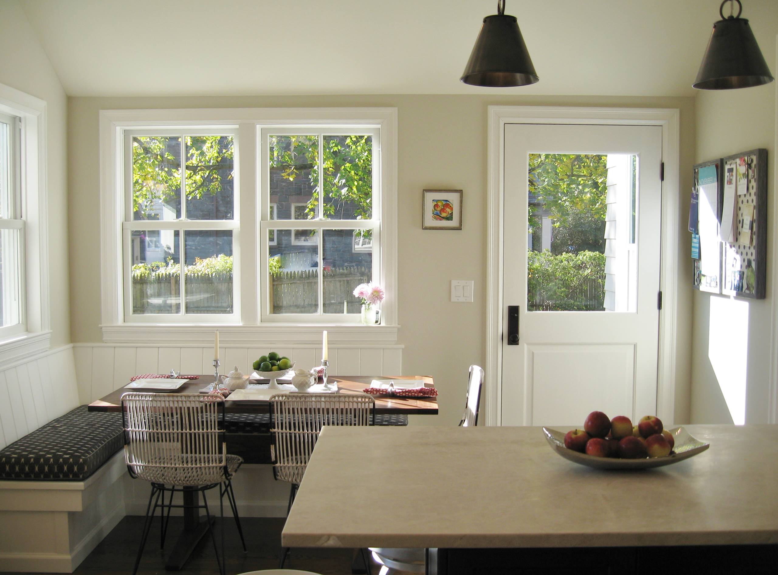 White and Stained Kitchen in Rye