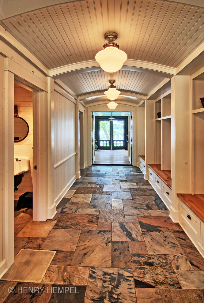 Large country hallway in Minneapolis with white walls.