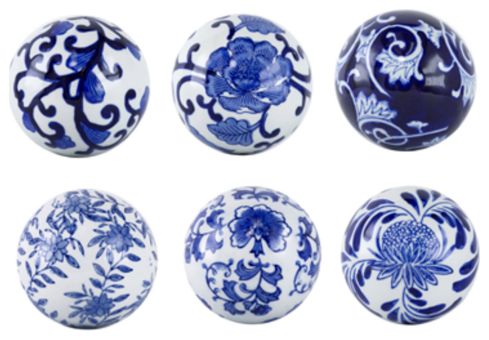 Aline Decorative Object or Figurine, Blue/White Asian Decorative