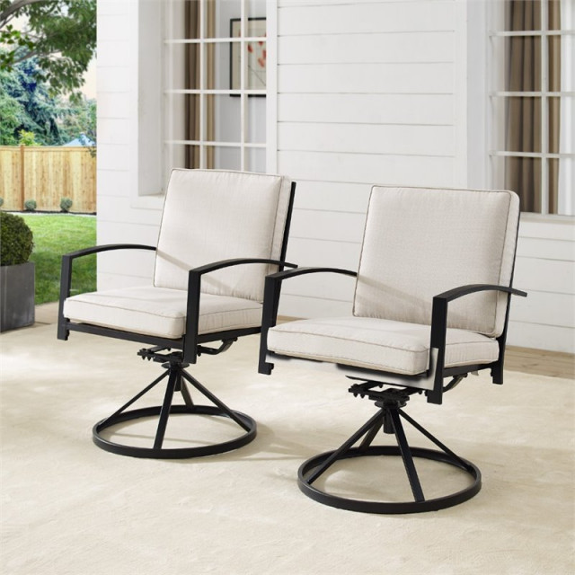 Crosley Furniture Kaplan Fabric Outdoor Swivel Chair Set in Green (Set ...