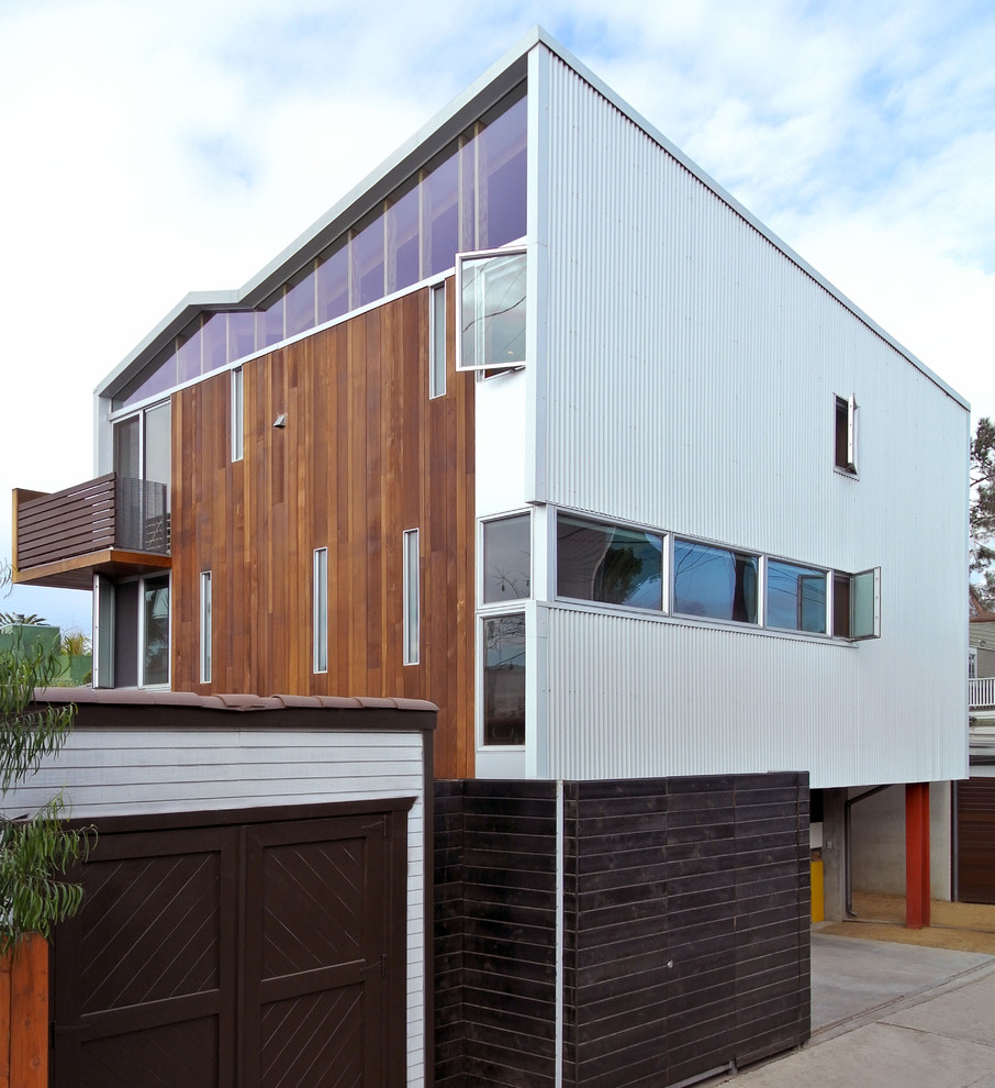 Contemporary exterior in Los Angeles with wood siding.