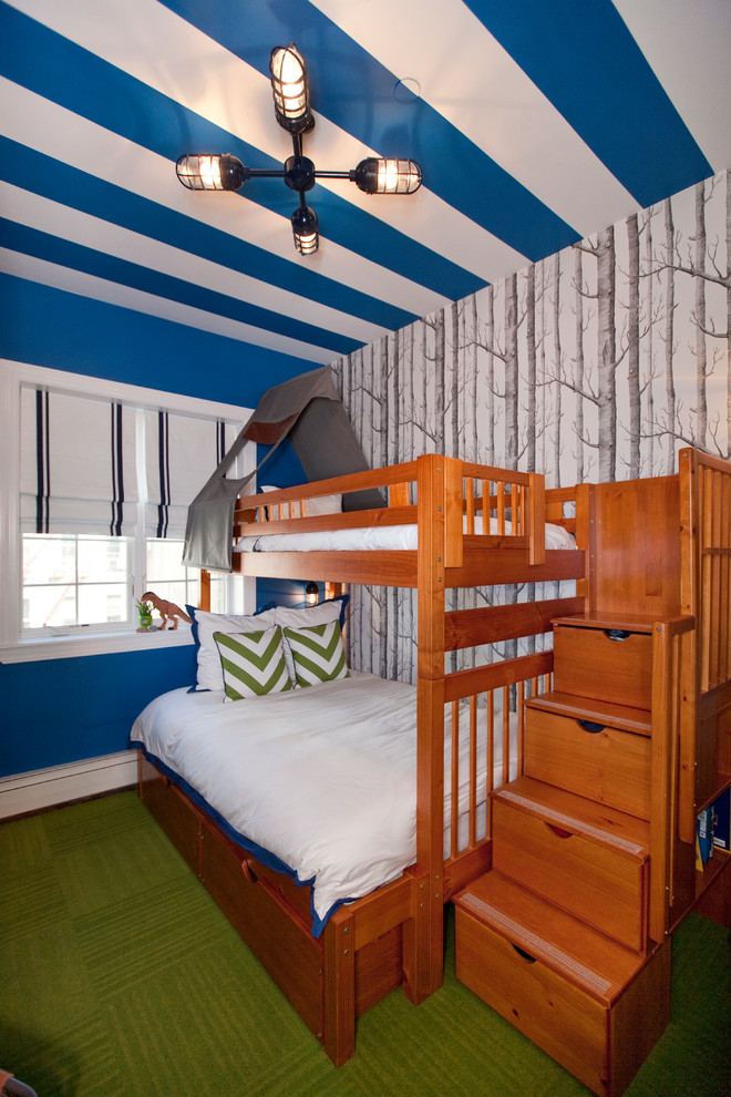 Contemporary kids' room in New York for kids 4-10 years old and boys.