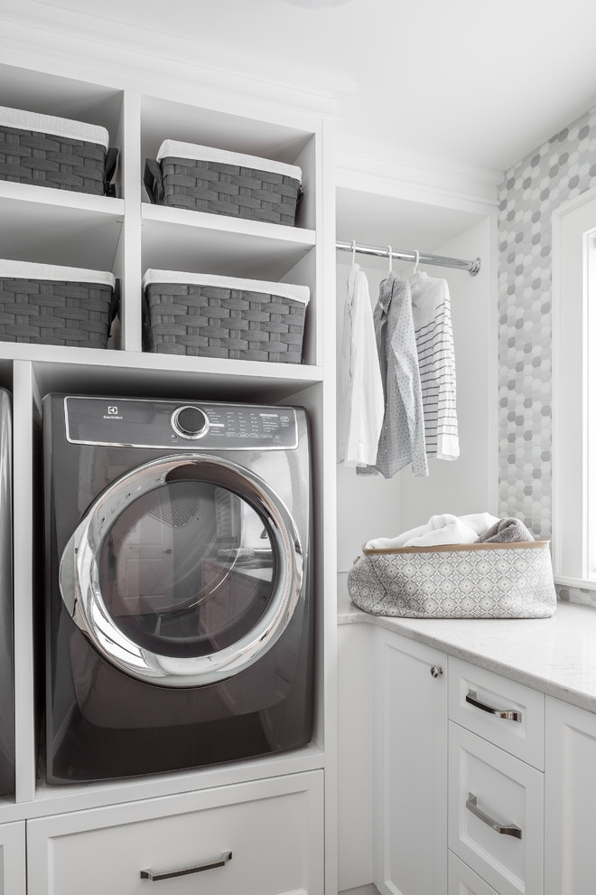 Design ideas for an arts and crafts laundry room in Vancouver.