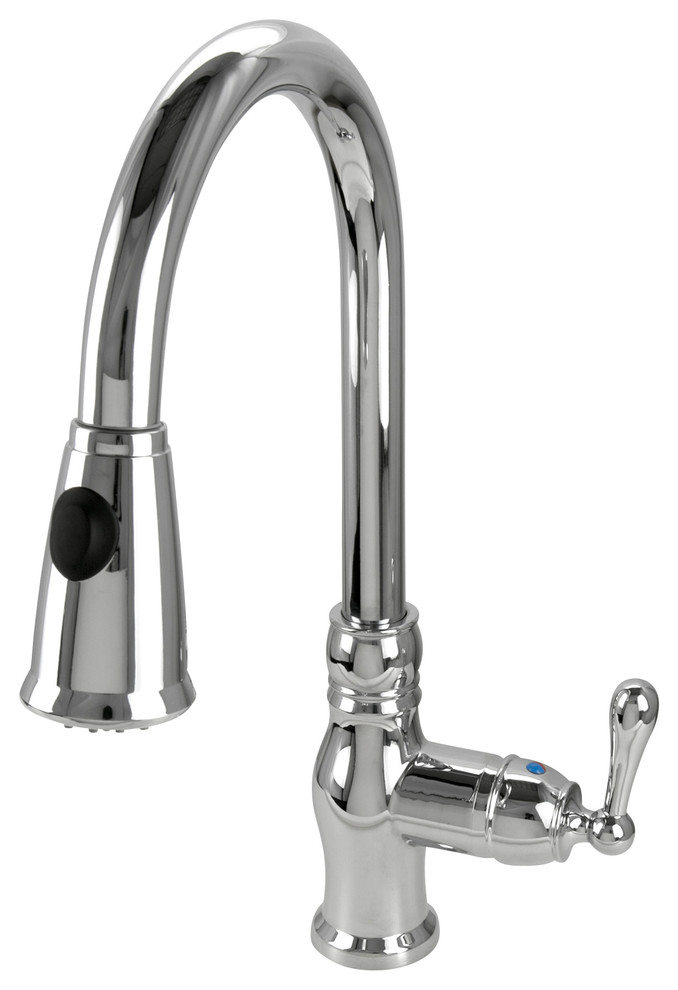 Transitional Pull-Down Spray Kitchen Faucet, 16", Chrome