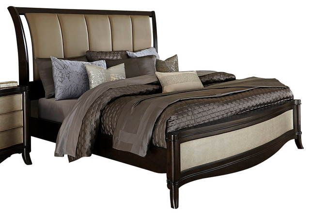 sunset boulevard bedroom set with solid wood construction, coffee bean