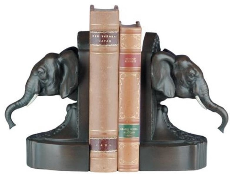 Bookends Bookend TRADITIONAL Lodge Elephant Head Resin Hand-Cast