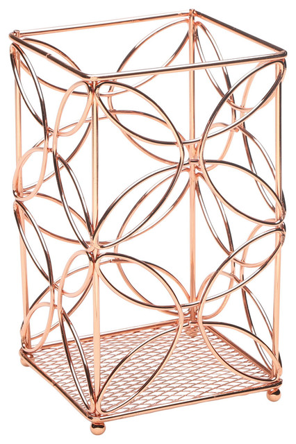 Copper Plated Cutlery Holder Rose Gold Kitchen Countertop