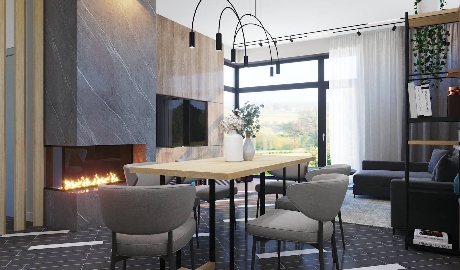 Проект кухни-гостиной загородного дома