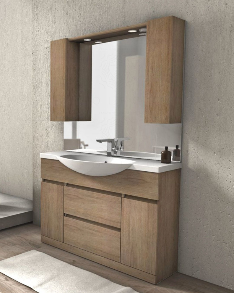 Mobile bagno Silvia 120 cm con lavabo in resina - rovere naturale ...