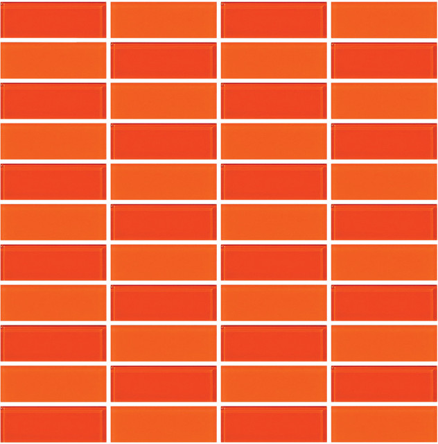 Bright Orange Frosted And Glossy Gl Tiles Contemporary Mosaic 12 X12 Bright Orange Frosted And Glossy Gl Tiles