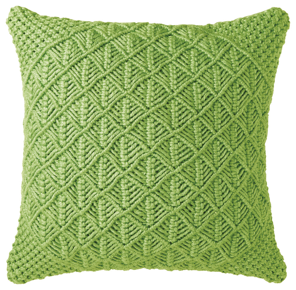 Company C Clove Hand-Woven Outdoor Pillow, 22", Green