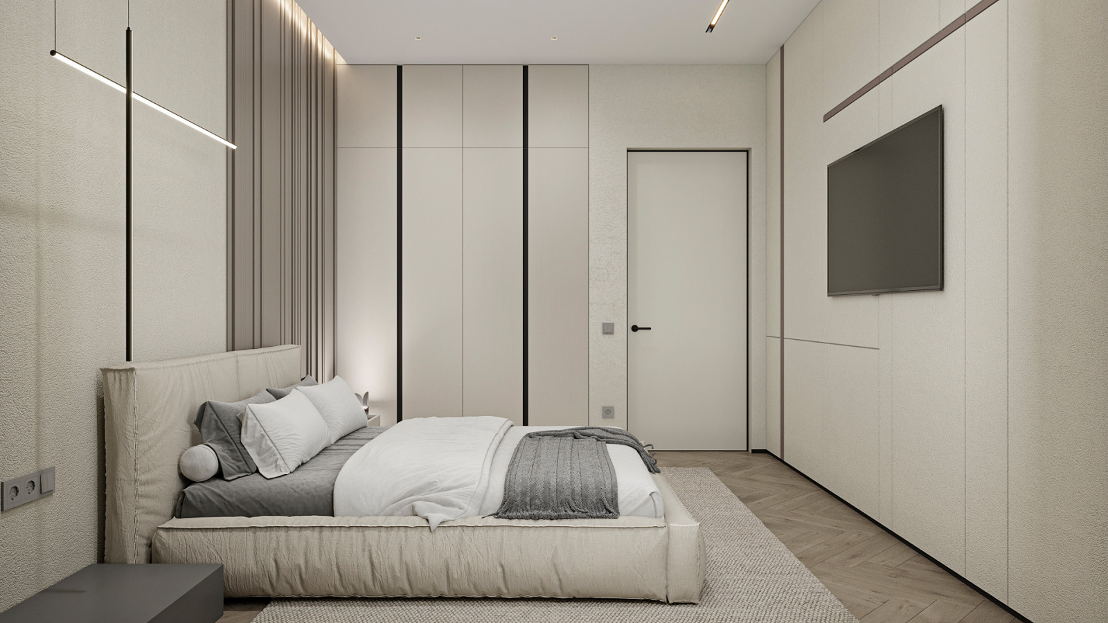 3к студия монохромный интерьер в стиле Современной классики